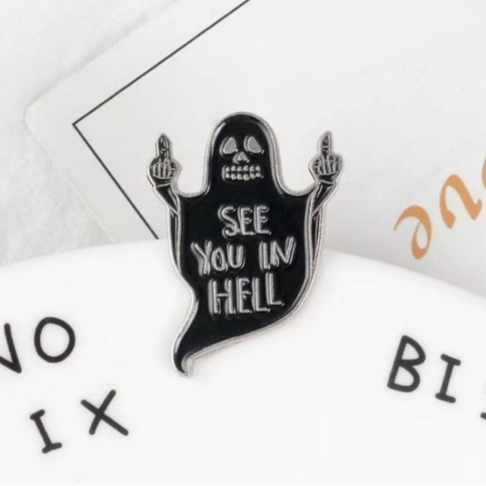 🆕 Funny Black Ghost Enamel Pin Brooch - Picture 3 of 6